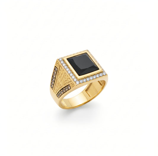 Anillo Piedra Negra de Hombre 10k
