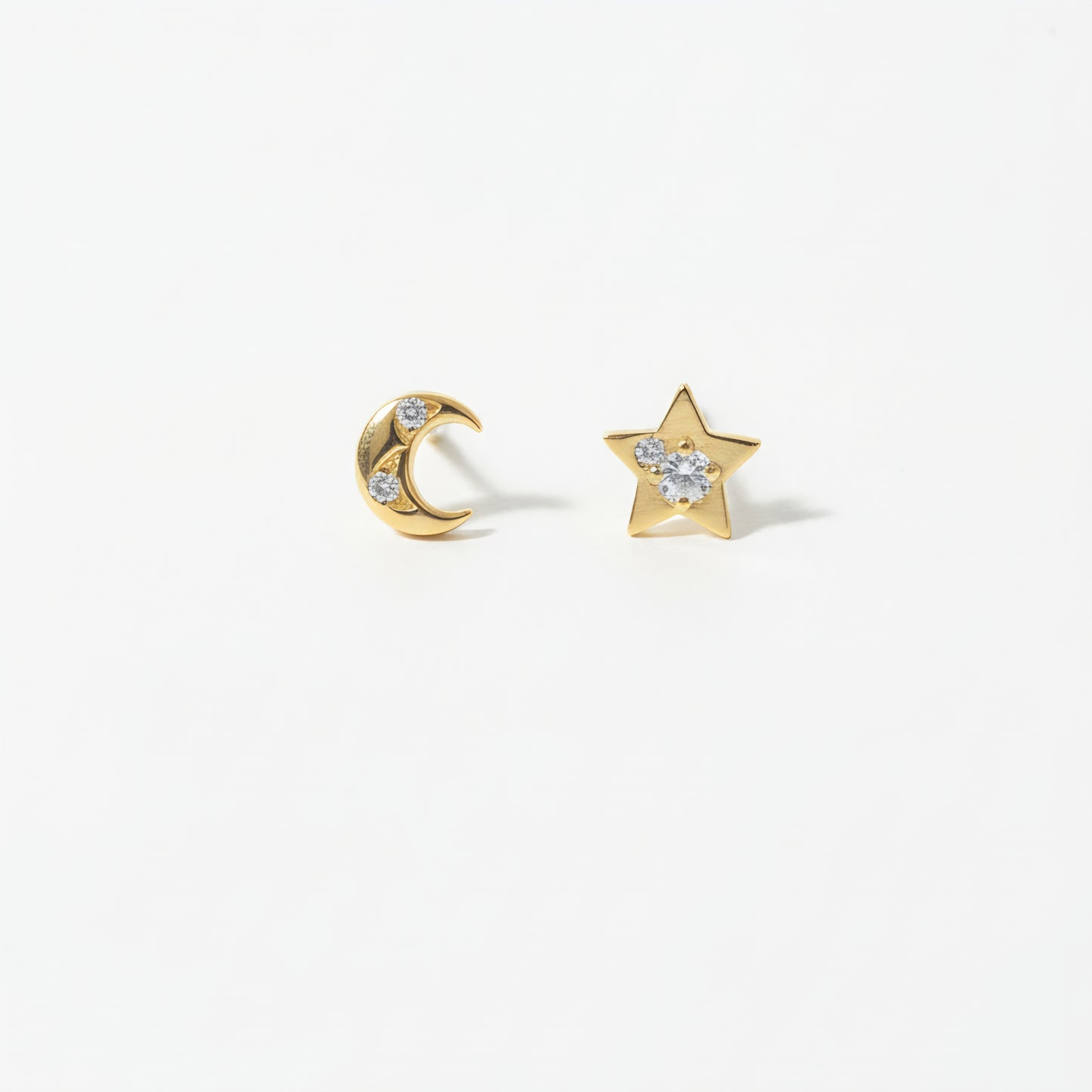 Aretes de Estrella y Luna 14k